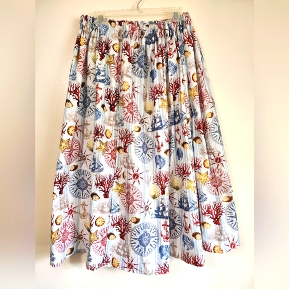 Handmade Dresses & Skirts - Nautical Print Women's Skirt